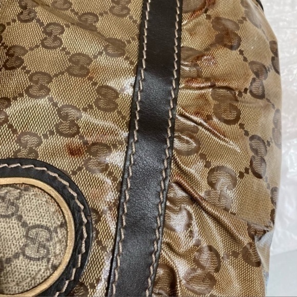 Gucci Brown GG Crystal Canvas and Leather Mix Tote bag - Picture 8 of 16